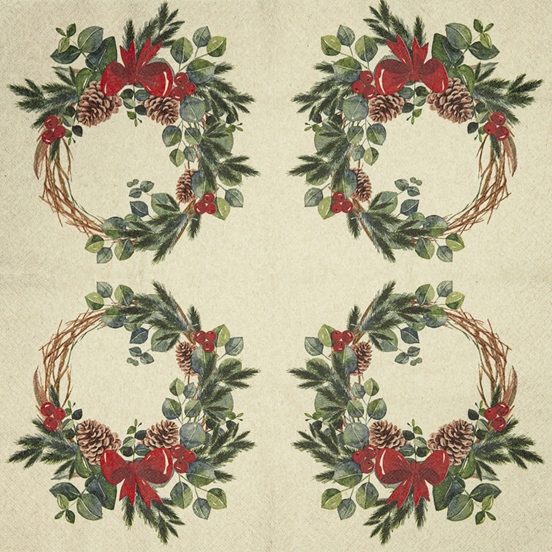 Eco Paper Napkins 33cm, Natural Wreath image 1
